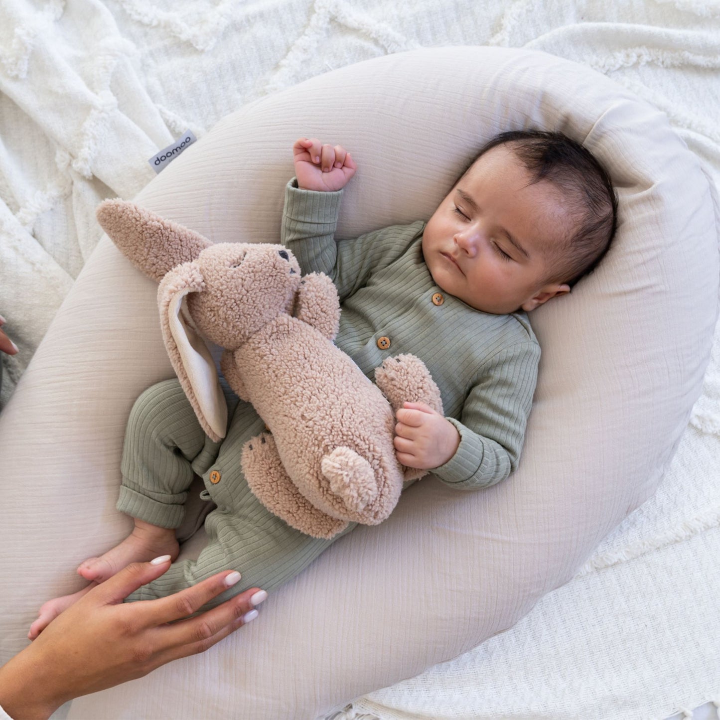 Housse pour grand coussin de grossesse en coton biologique Amande. 190cm