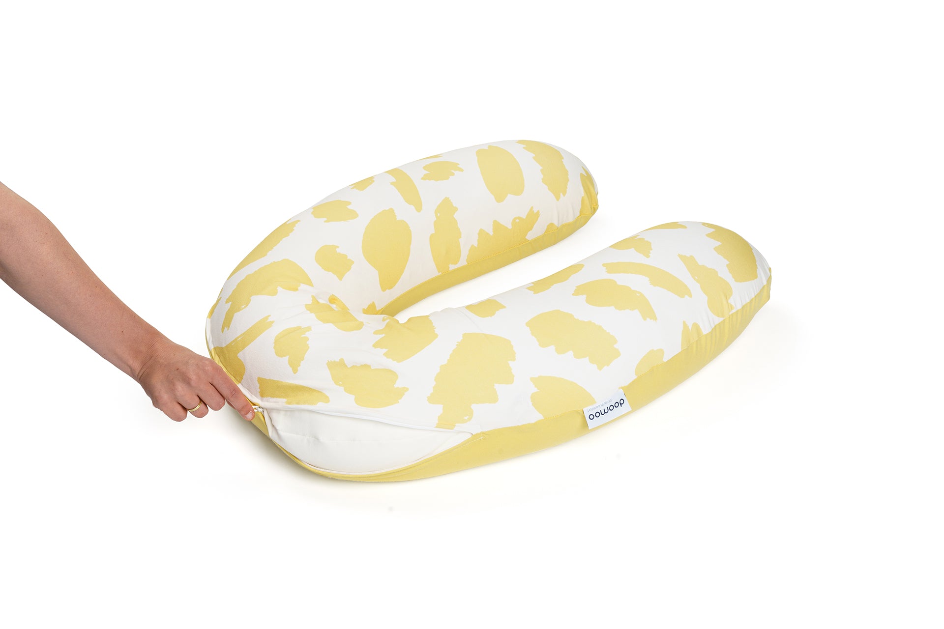 Cover for large maternity pillow brushes yellow