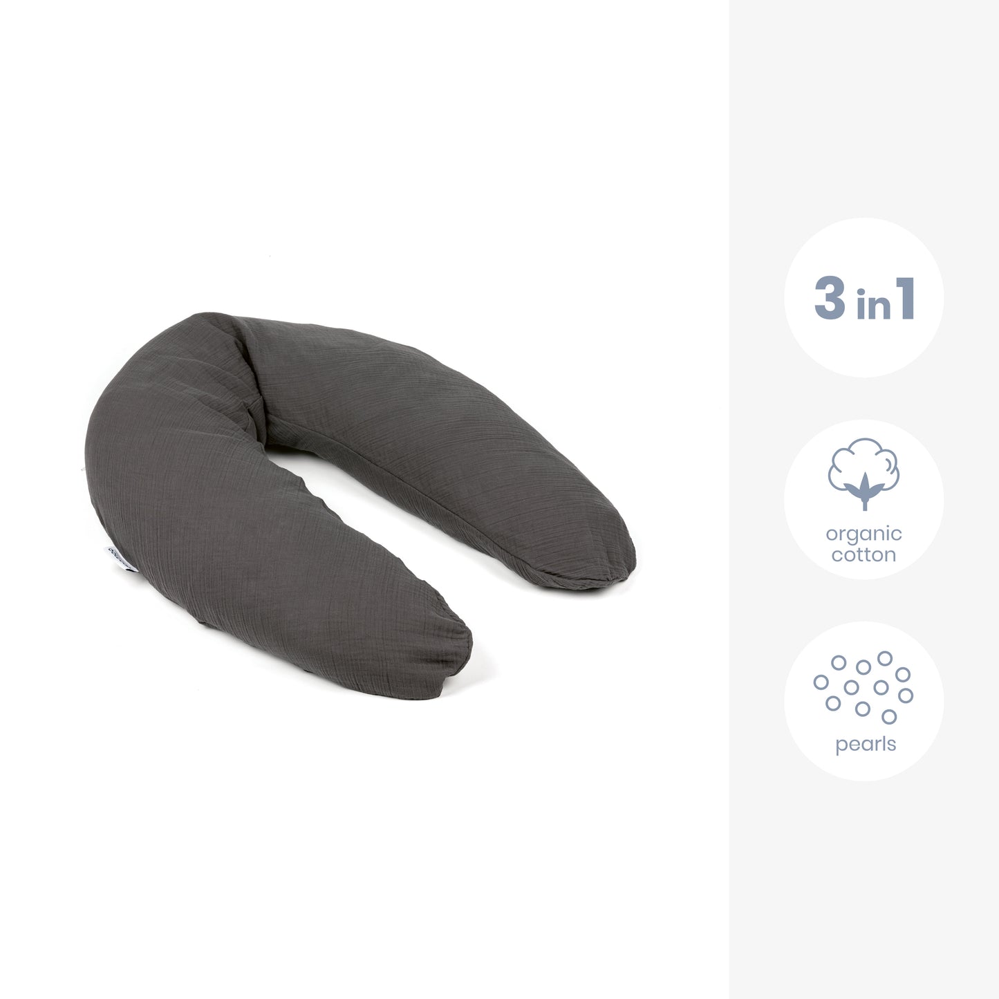 Large Grey pregnancy and breastfeeding pillow