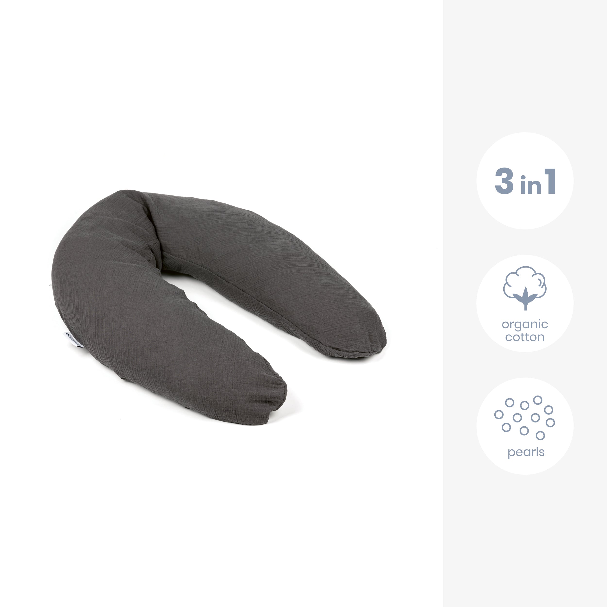 Grand coussin de grossesse et d'allaitement gris