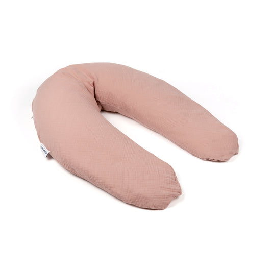 Large pregnancy and maternity pillow pink in organic muslin cotton