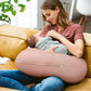 Grand coussin de grossesse et de maternité rose en mousseline de coton biologique