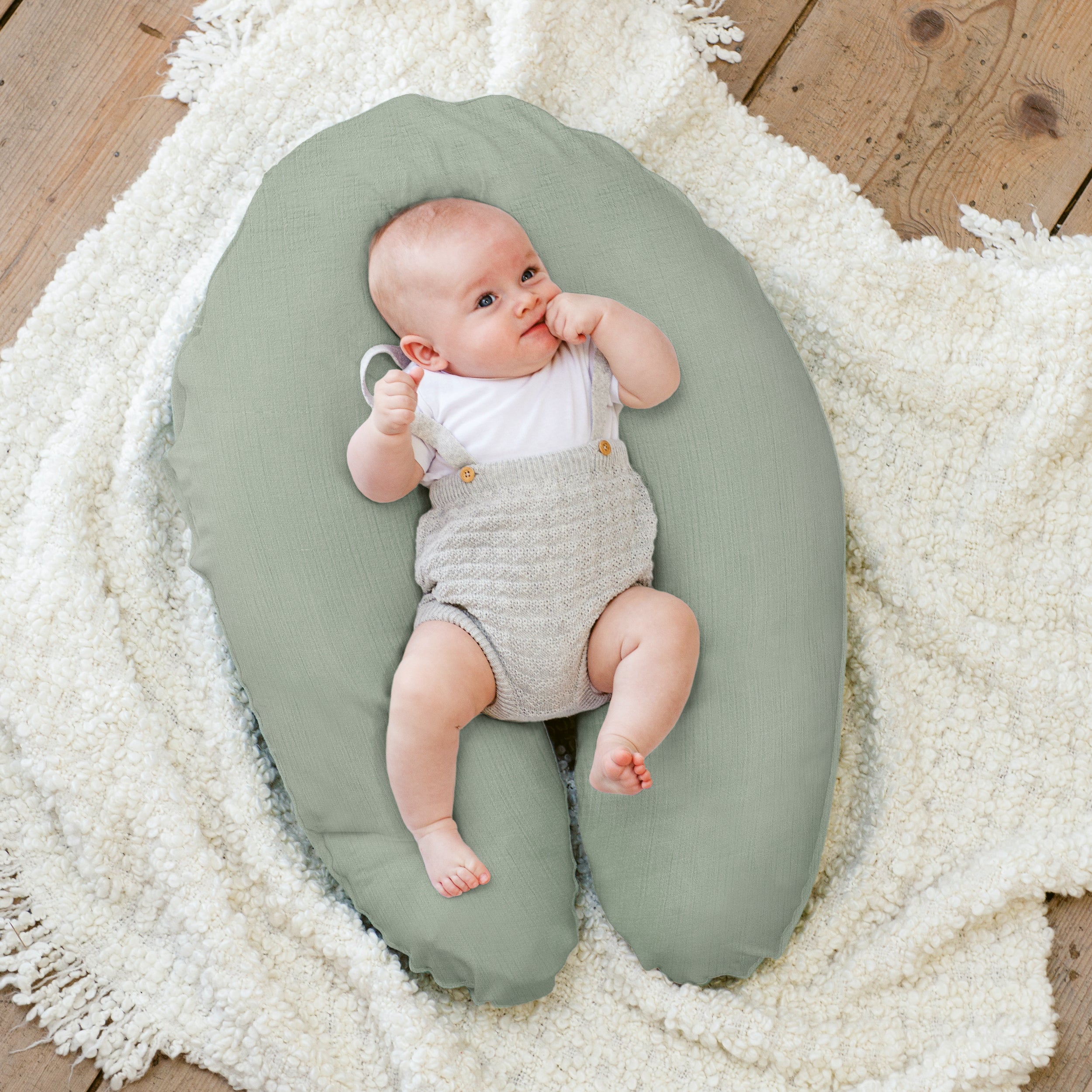 Grand coussin vert de grossesse et d'allaitement