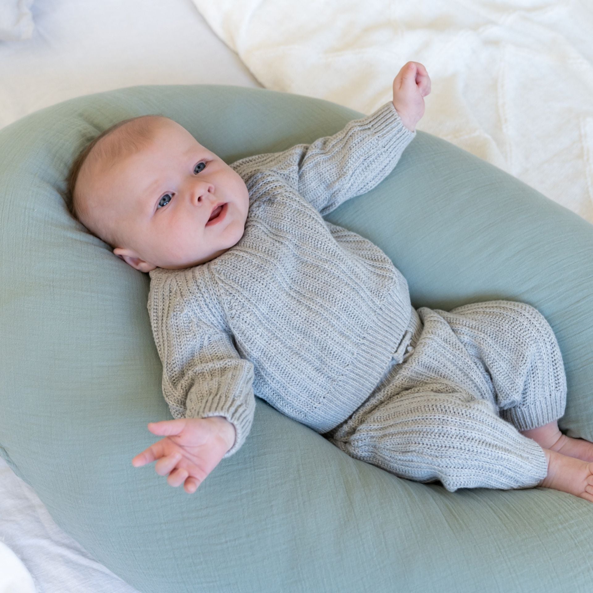 Grand coussin vert de grossesse et d'allaitement