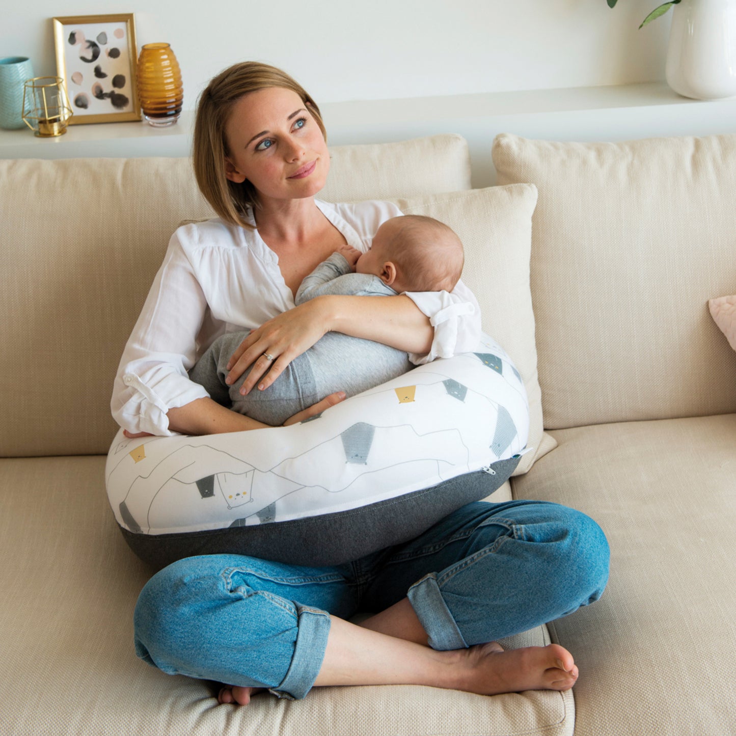 large maternity pillow. During pregnancy and for breastfeeding - Bear Grey