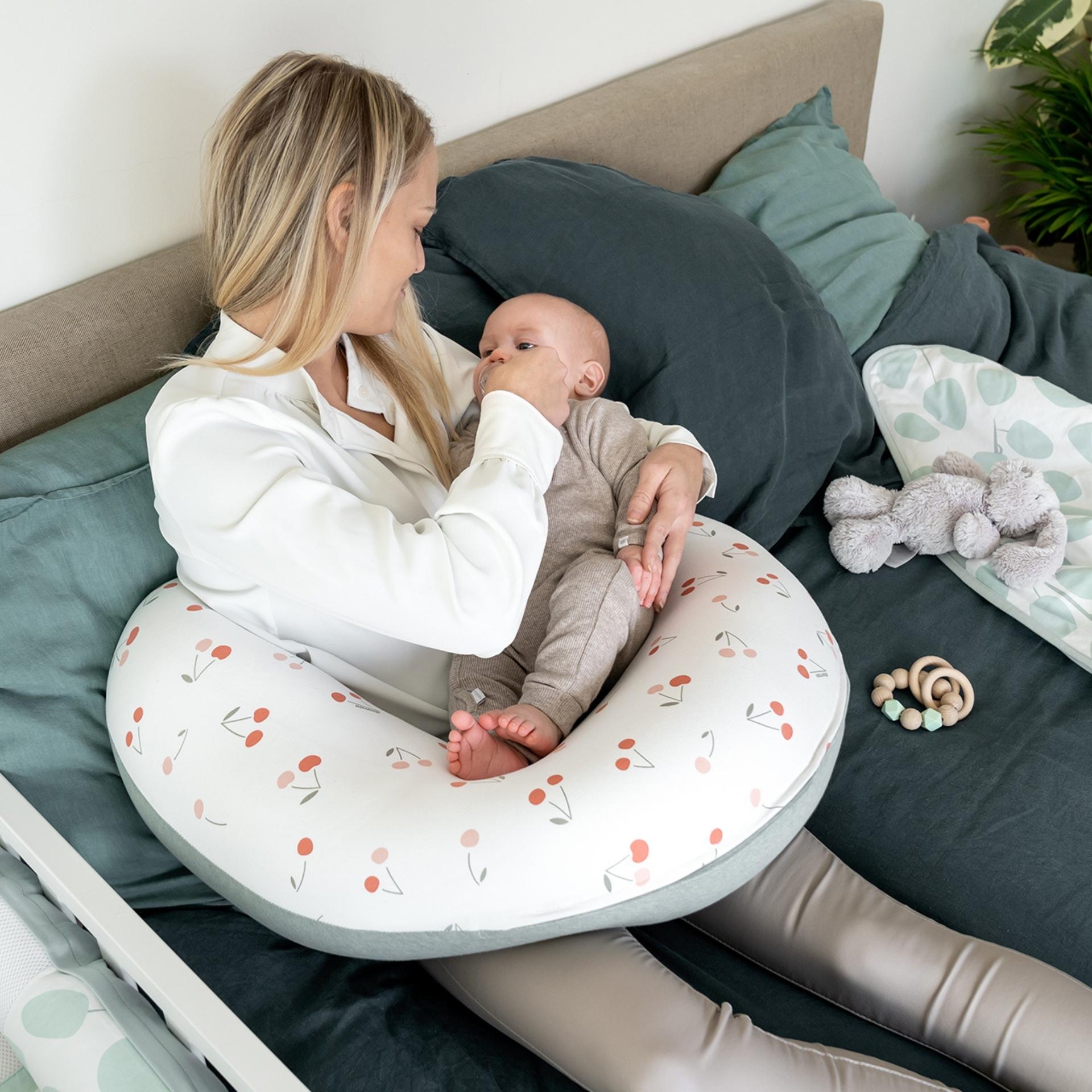 large maternity pillow. During pregnancy and for breastfeeding - Cherries Green