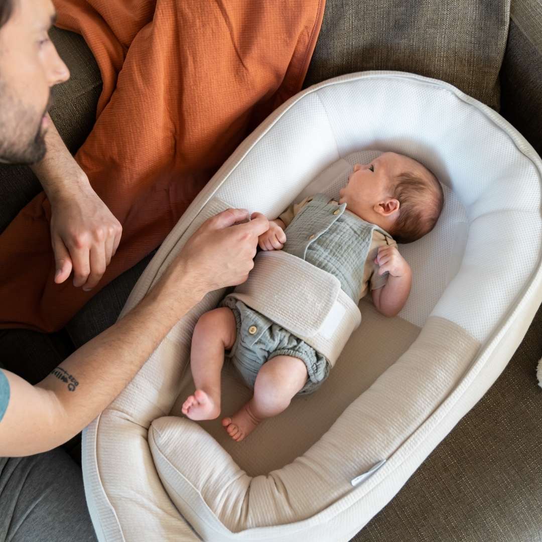 doomoo cocoon - sicheres und kuscheliges Babynest - beruhigt das Tetra Jersey Sand
