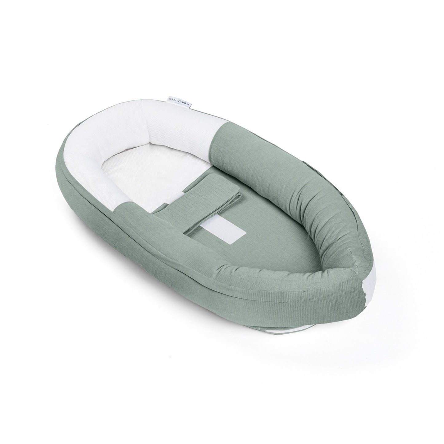 doomoo cocoon - safe and cosy baby nest - reassure the baby Tetra Jersey Green