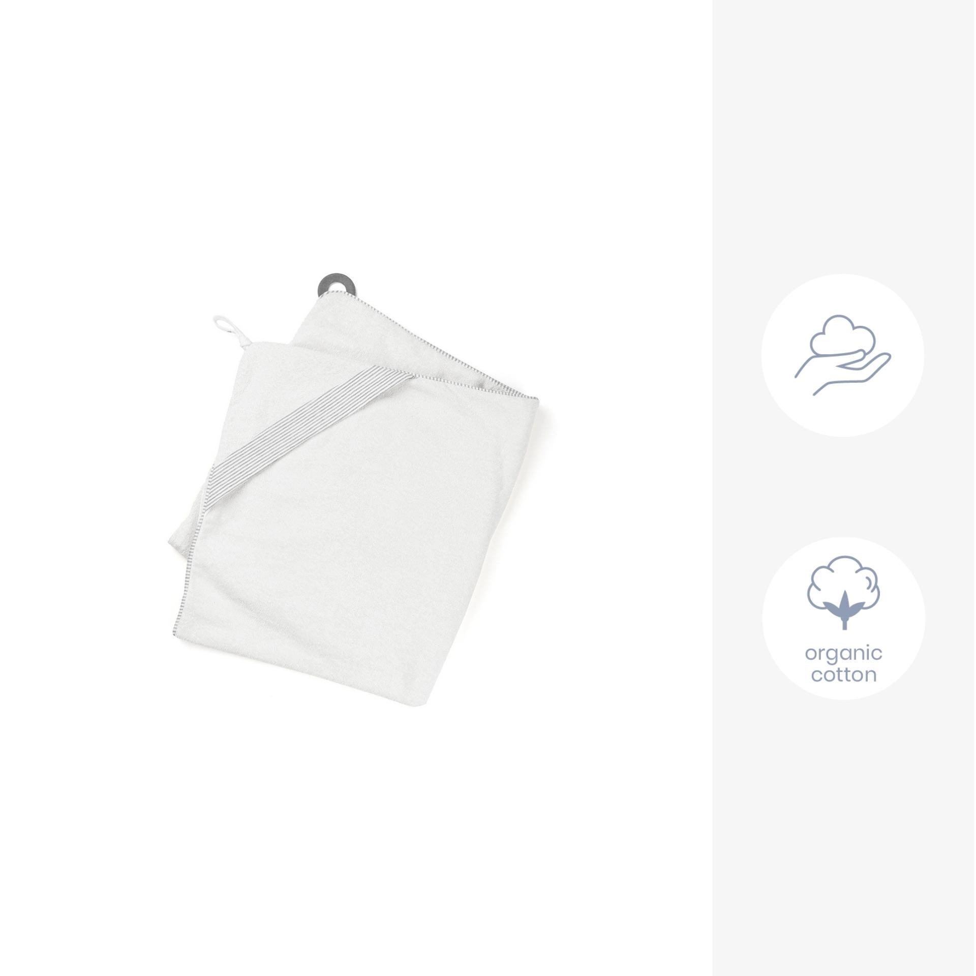 Doomoo Dry'n play - Grote witte babybadcape met bevestiging aan de achterkant om waterspatten te voorkomen