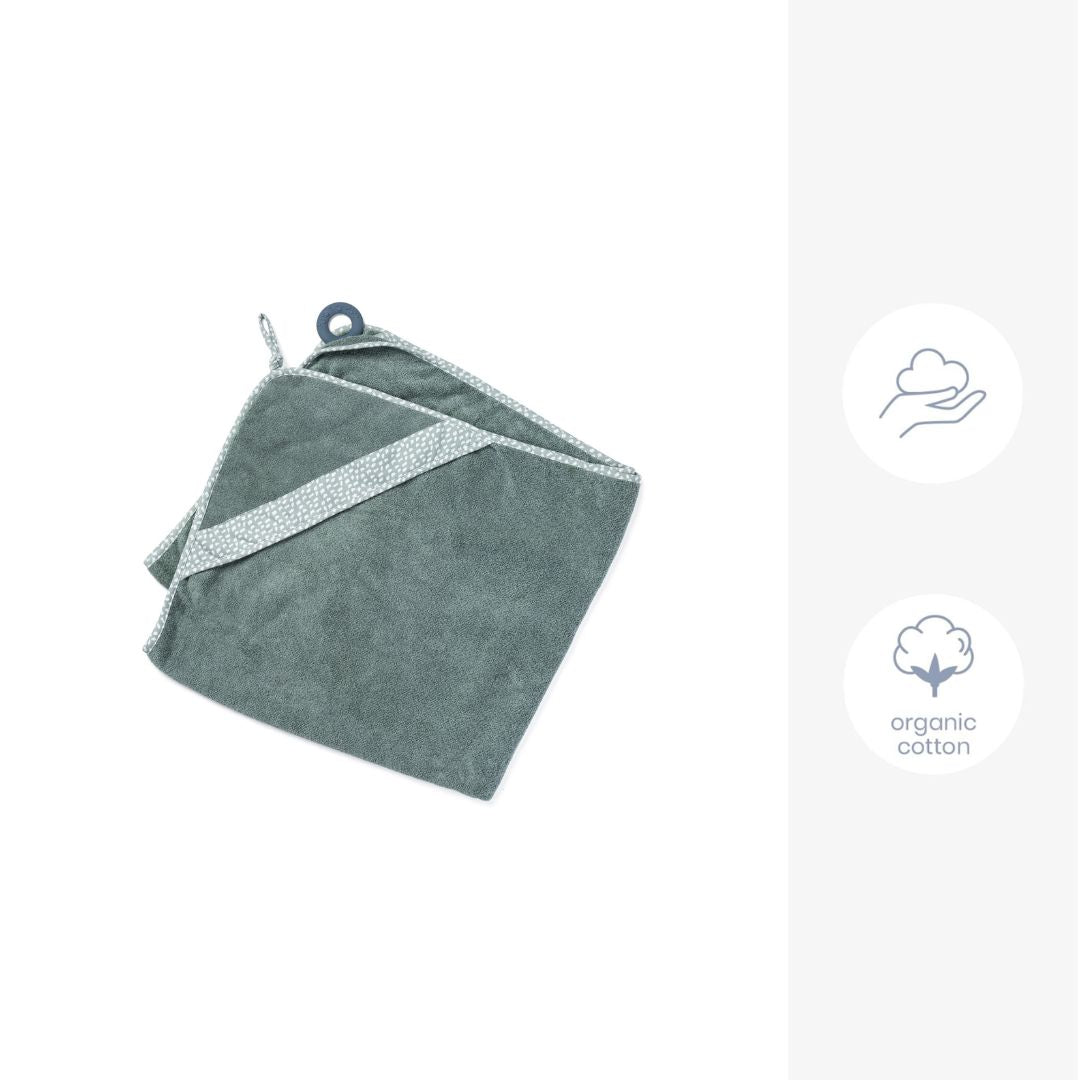 doomoo Dry'n play - Grande cape de bain pour bébé verte avec attache à l’arrière pour éviter les éclaboussures d’eau