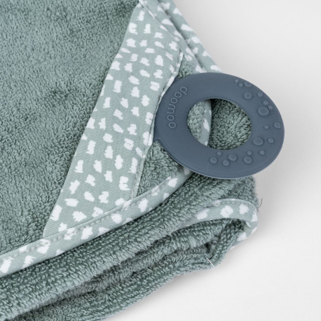 doomoo Dry'n play - Grande cape de bain pour bébé verte avec attache à l’arrière pour éviter les éclaboussures d’eau