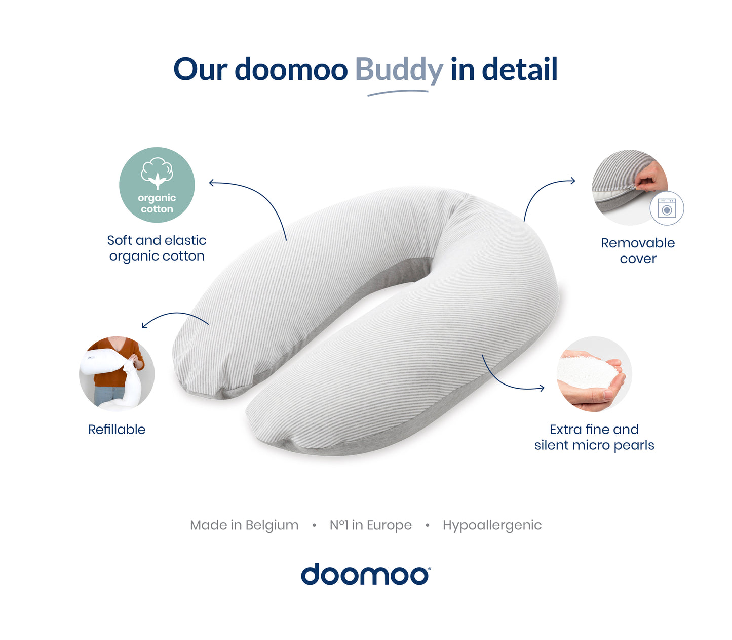 Doomoo Softy - Petit coussin d'allaitement - billes ultra fines et  silencieuses 